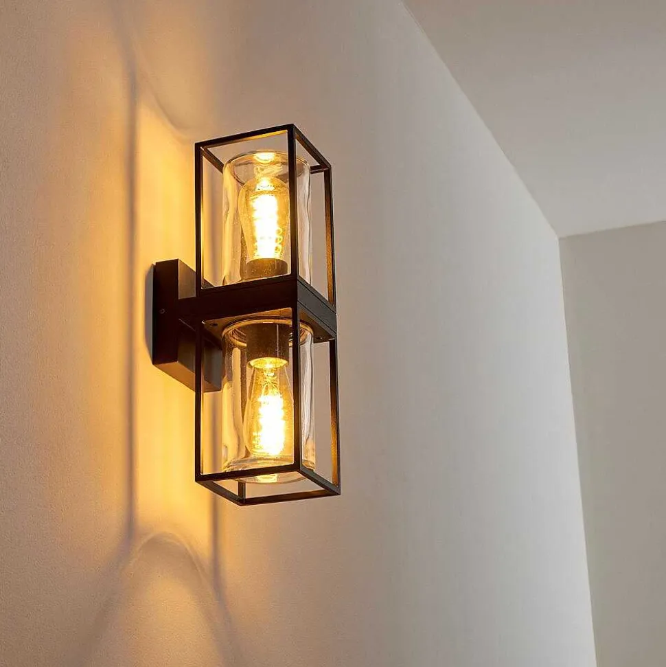 Applique Murale D'Exterieur Palanga Noir, 2 Lumieres