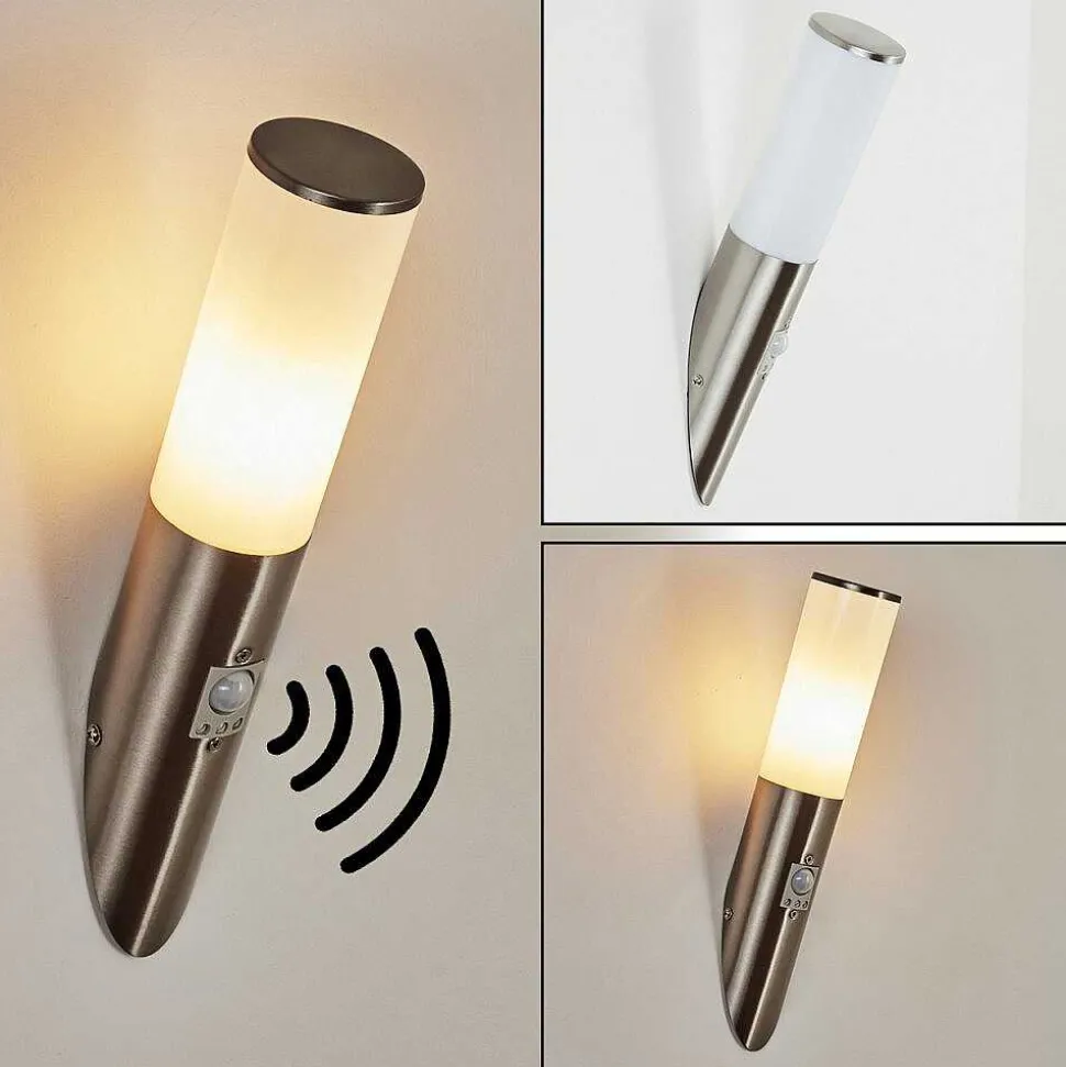 Applique Murale D'Exterieur Caserta Nickel Mat, 1 Lumiere, Detecteur De Mouvement