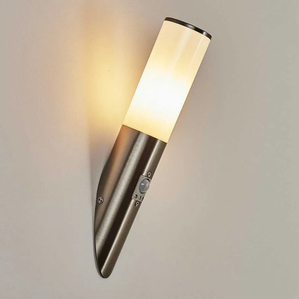 Applique Murale D'Exterieur Caserta Nickel Mat, 1 Lumiere, Detecteur De Mouvement