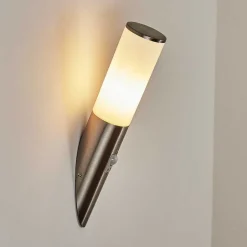 Applique Murale D'Exterieur Caserta Nickel Mat, 1 Lumiere, Detecteur De Mouvement