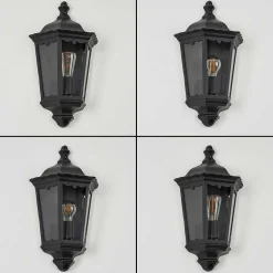 Applique Murale D'Exterieur Hongkong Noir, 1 Lumiere