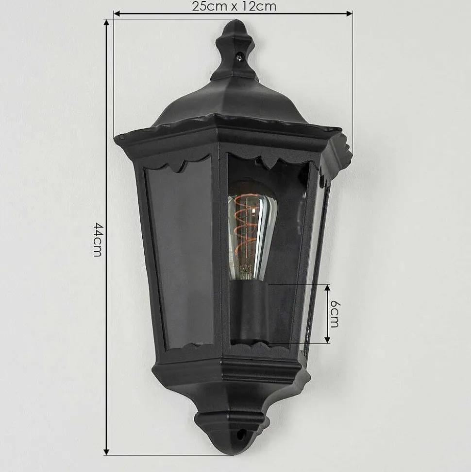 Applique Murale D'Exterieur Hongkong Noir, 1 Lumiere