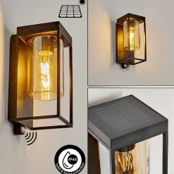 Applique Murale D'Exterieur Palanga Led Noir, 1 Lumiere, Detecteur De Mouvement