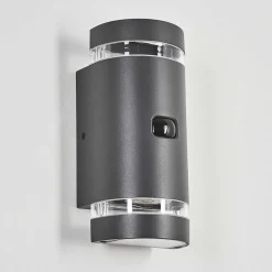 Applique Murale D'Exterieur Edevik Anthracite, 2 Lumieres, Detecteur De Mouvement