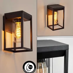 Applique Murale D'Exterieur Palanga Noir, 1 Lumiere