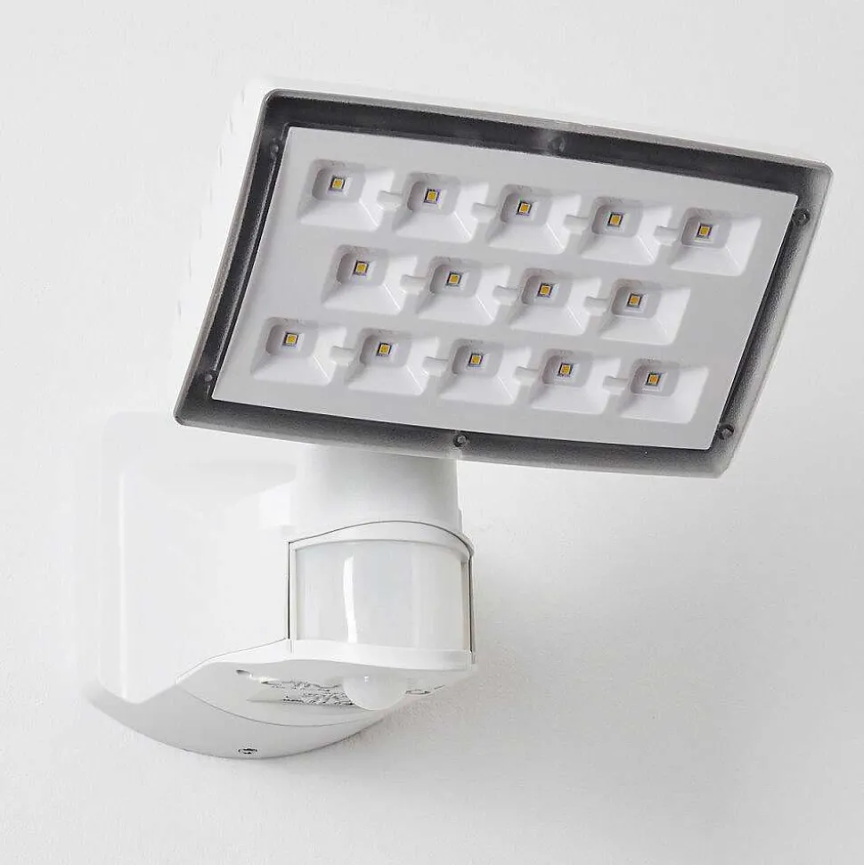 Applique Murale D'Exterieur Loit Led Blanc, 1 Lumiere, Detecteur De Mouvement