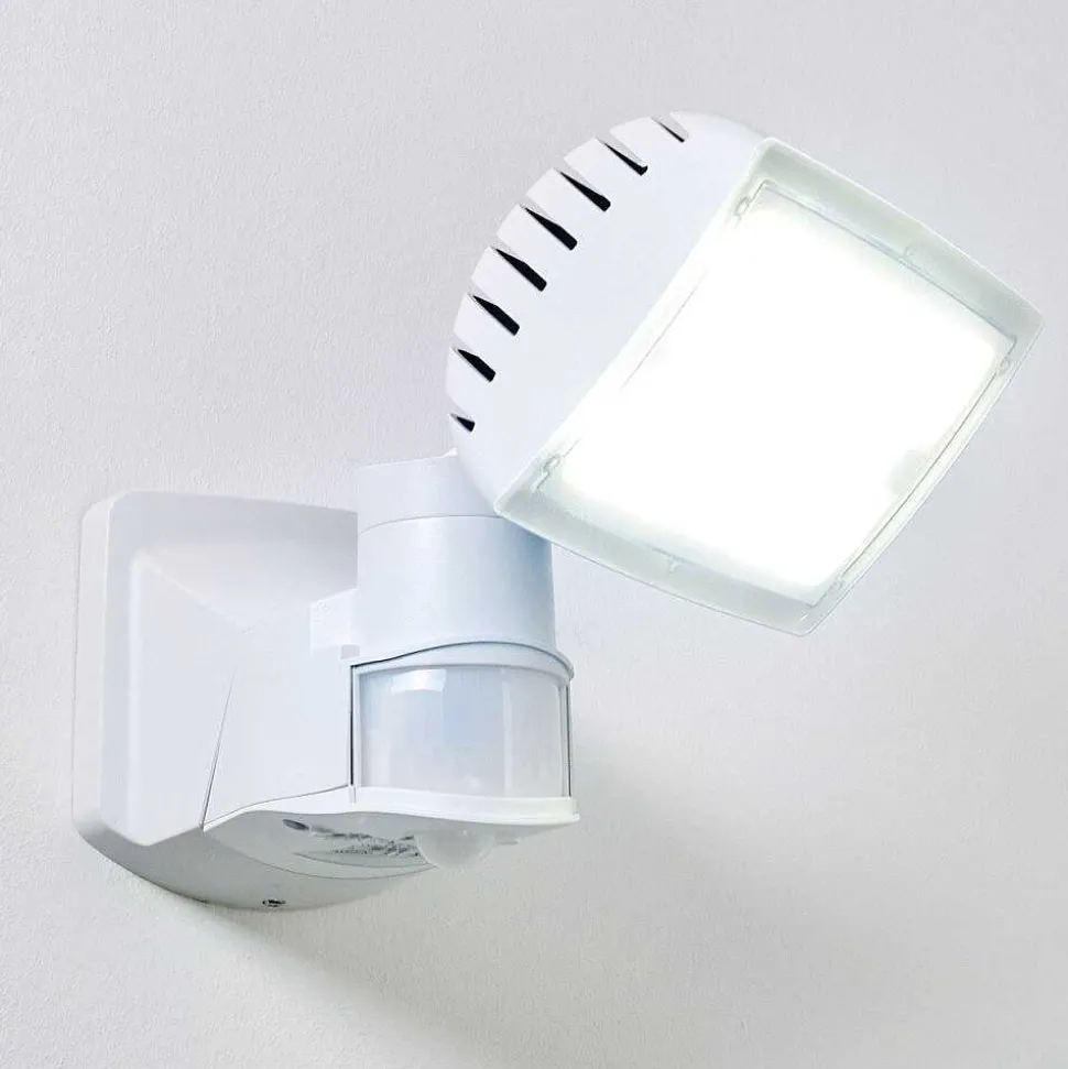 Applique Murale D'Exterieur Loit Led Blanc, 1 Lumiere, Detecteur De Mouvement