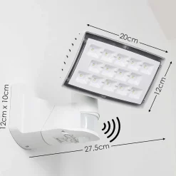 Applique Murale D'Exterieur Loit Led Blanc, 1 Lumiere, Detecteur De Mouvement