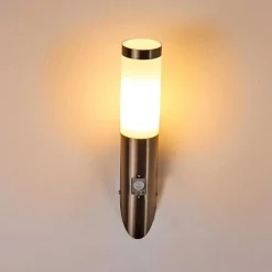 Applique Murale D'Exterieur Norburg Acier Inoxydable, 1 Lumiere, Detecteur De Mouvement