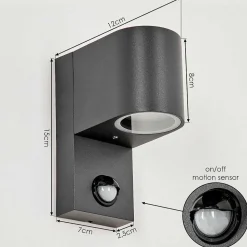 Applique Murale D'Exterieur Kingstown Anthracite, Transparent, 1 Lumiere, Detecteur De Mouvement