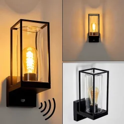 Applique Murale D'Exterieur Palanga Noir, 1 Lumiere, Detecteur De Mouvement