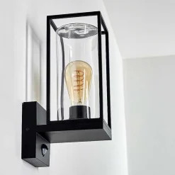 Applique Murale D'Exterieur Palanga Noir, 1 Lumiere, Detecteur De Mouvement