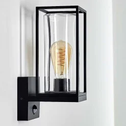 Applique Murale D'Exterieur Palanga Noir, 1 Lumiere, Detecteur De Mouvement