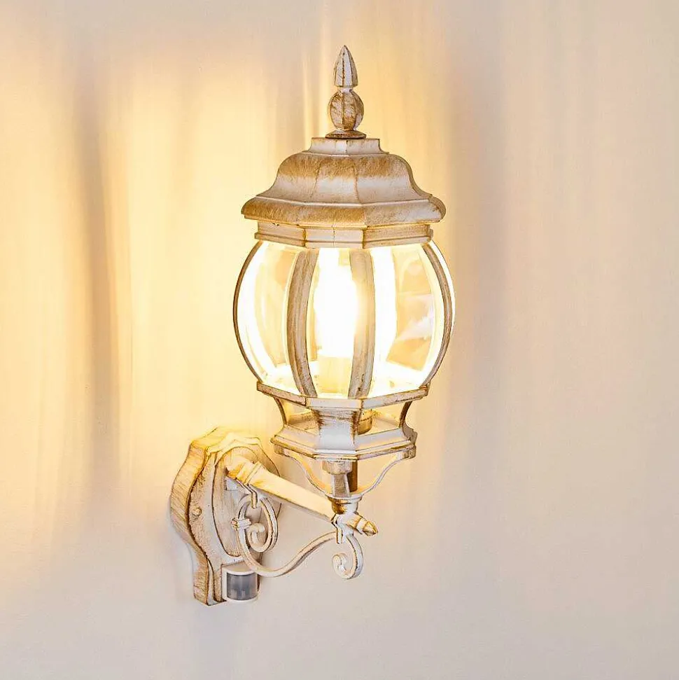 Applique Murale D'Exterieur Lentua Or, Blanc, 1 Lumiere, Detecteur De Mouvement