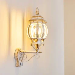 Applique Murale D'Exterieur Lentua Or, Blanc, 1 Lumiere, Detecteur De Mouvement