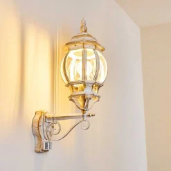 Applique Murale D'Exterieur Lentua Or, Blanc, 1 Lumiere, Detecteur De Mouvement