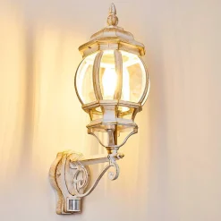 Applique Murale D'Exterieur Lentua Or, Blanc, 1 Lumiere, Detecteur De Mouvement