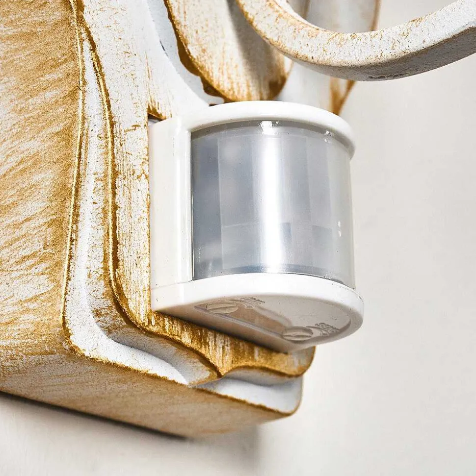 Applique Murale D'Exterieur Lentua Or, Blanc, 1 Lumiere, Detecteur De Mouvement