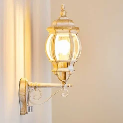 Applique Murale D'Exterieur Lentua Or, Blanc, 1 Lumiere, Detecteur De Mouvement