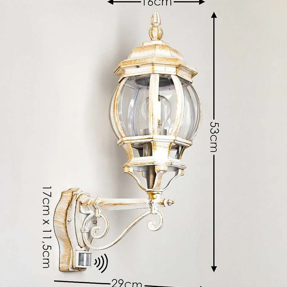 Applique Murale D'Exterieur Lentua Or, Blanc, 1 Lumiere, Detecteur De Mouvement
