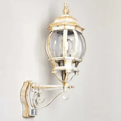 Applique Murale D'Exterieur Lentua Or, Blanc, 1 Lumiere, Detecteur De Mouvement