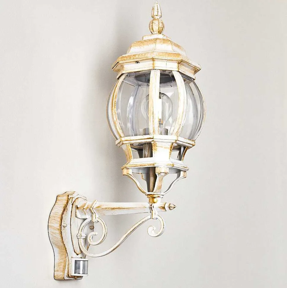 Applique Murale D'Exterieur Lentua Or, Blanc, 1 Lumiere, Detecteur De Mouvement