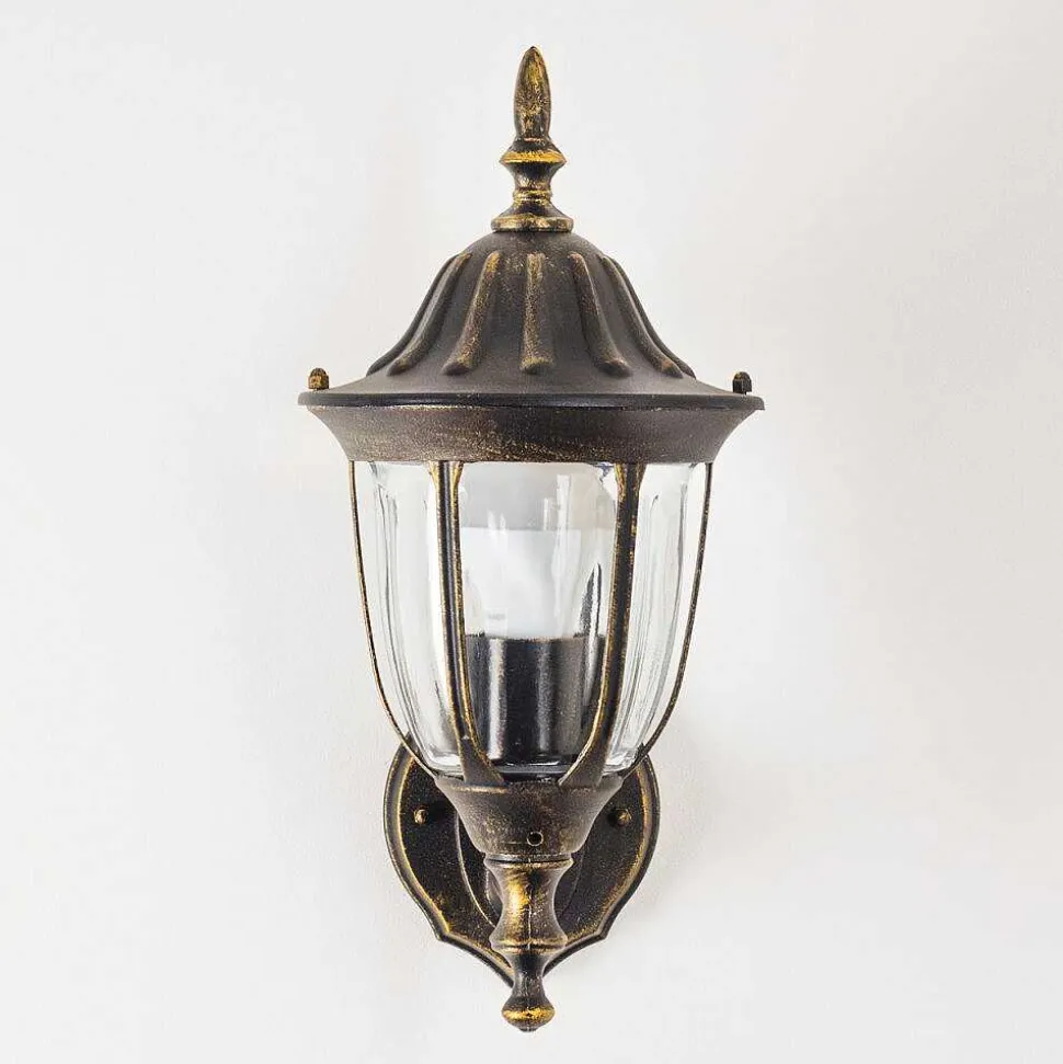 Applique Murale D'Exterieur Ribadeo Noir Dore, 1 Lumiere