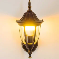 Applique Murale D'Exterieur Ribadeo Noir Dore, 1 Lumiere