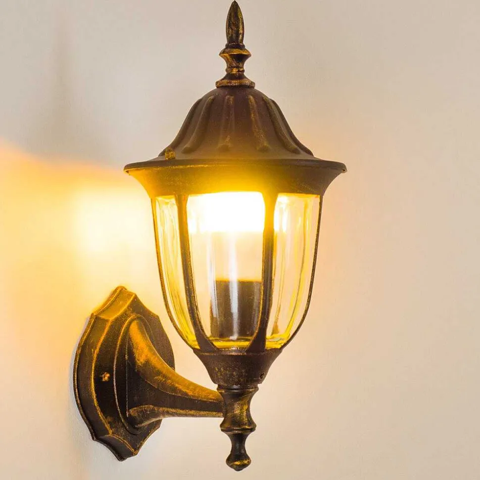 Applique Murale D'Exterieur Ribadeo Noir Dore, 1 Lumiere