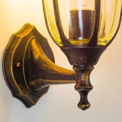 Applique Murale D'Exterieur Ribadeo Noir Dore, 1 Lumiere