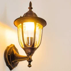 Applique Murale D'Exterieur Ribadeo Noir Dore, 1 Lumiere