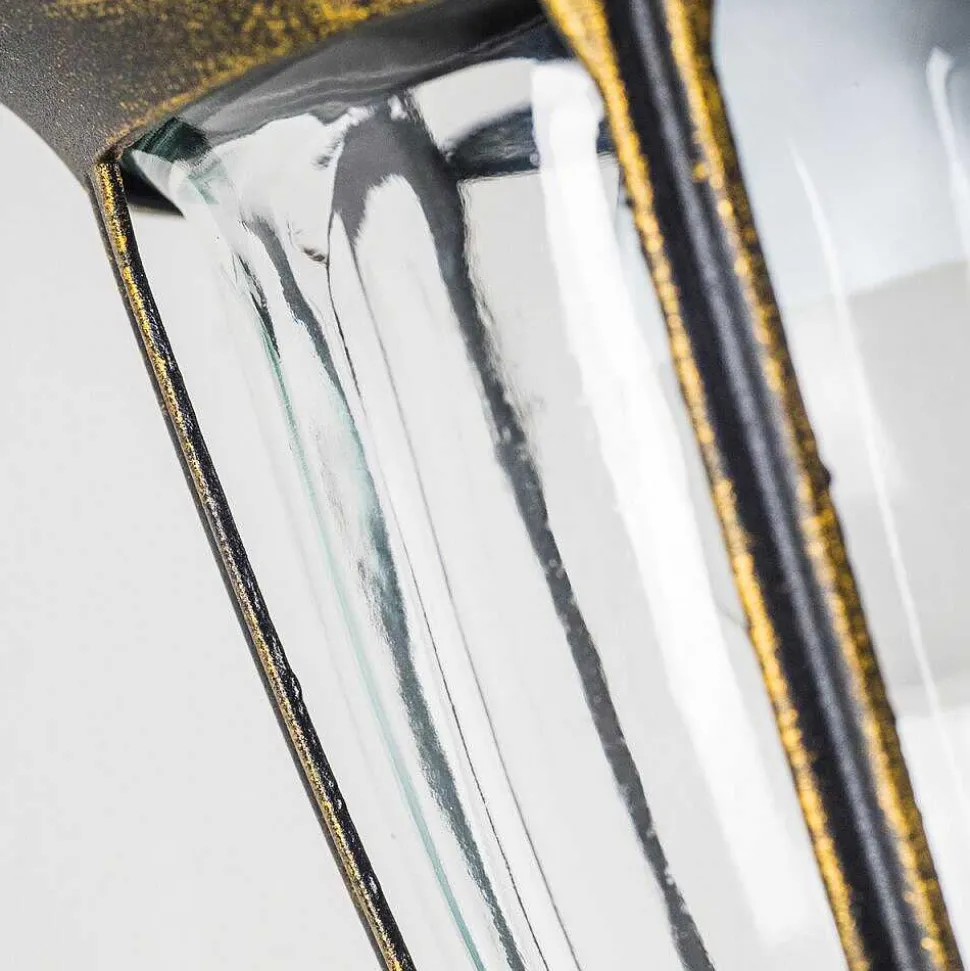 Applique Murale D'Exterieur Ribadeo Noir Dore, 1 Lumiere