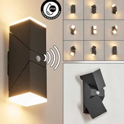 Applique Murale D'Exterieur Toogong Led Anthracite, 2 Lumieres, Detecteur De Mouvement