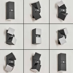 Applique Murale D'Exterieur Toogong Led Anthracite, 2 Lumieres, Detecteur De Mouvement