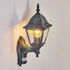 Applique Murale D'Exterieur Naofe Vert, Noir, 1 Lumiere, Detecteur De Mouvement