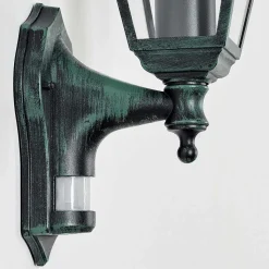 Applique Murale D'Exterieur Naofe Vert, Noir, 1 Lumiere, Detecteur De Mouvement