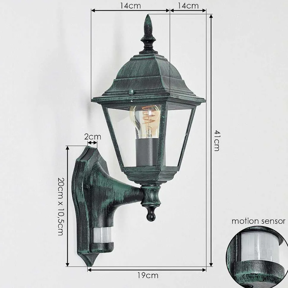 Applique Murale D'Exterieur Naofe Vert, Noir, 1 Lumiere, Detecteur De Mouvement