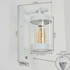 Applique Murale D'Exterieur Fulham Blanc, 1 Lumiere, Detecteur De Mouvement