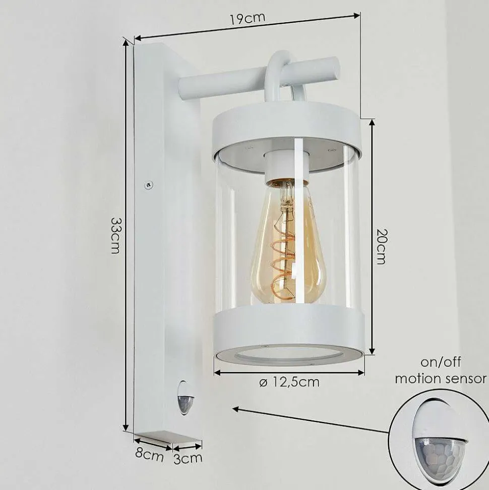 Applique Murale D'Exterieur Fulham Blanc, 1 Lumiere, Detecteur De Mouvement