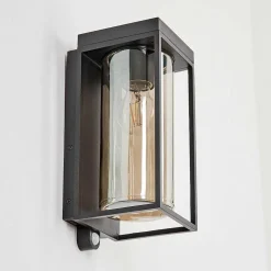 Applique Murale D'Exterieur Palanga Led Noir, 1 Lumiere, Detecteur De Mouvement