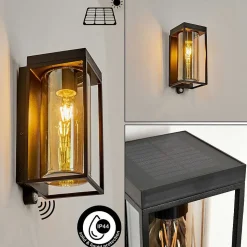 Applique Murale D'Exterieur Palanga Led Noir, 1 Lumiere, Detecteur De Mouvement