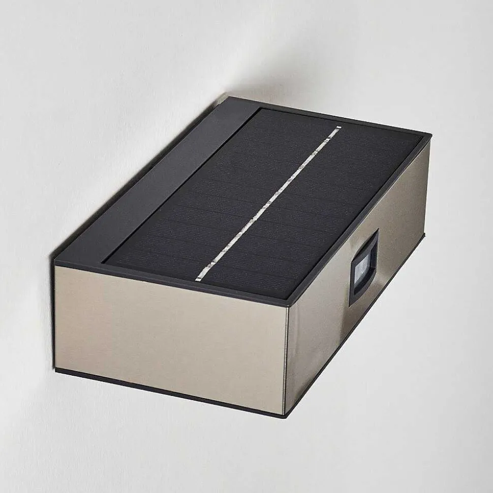 Applique Murale D'Exterieur Attu Led Nickel Mat, 1 Lumiere, Detecteur De Mouvement