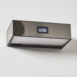 Applique Murale D'Exterieur Attu Led Nickel Mat, 1 Lumiere, Detecteur De Mouvement