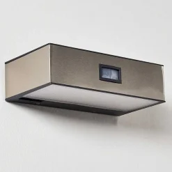 Applique Murale D'Exterieur Attu Led Nickel Mat, 1 Lumiere, Detecteur De Mouvement