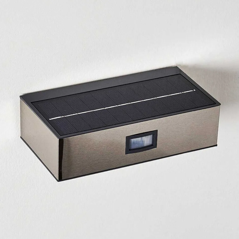 Applique Murale D'Exterieur Attu Led Nickel Mat, 1 Lumiere, Detecteur De Mouvement