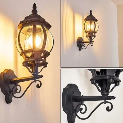 Applique Murale D'Exterieur Lentua Noir, 1 Lumiere