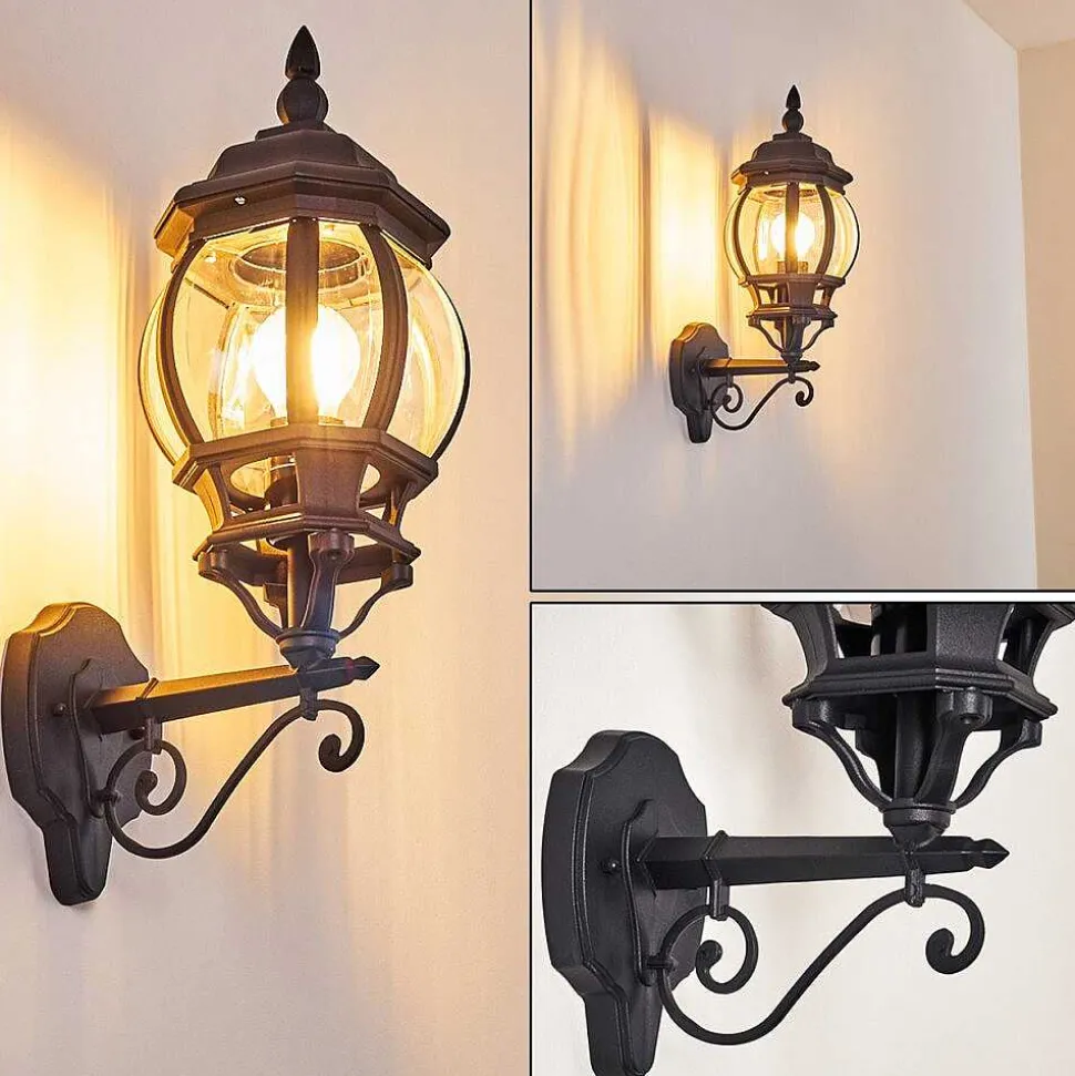 Applique Murale D'Exterieur Lentua Noir, 1 Lumiere