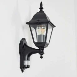 Applique Murale D'Exterieur Naofe Noir, 1 Lumiere, Detecteur De Mouvement