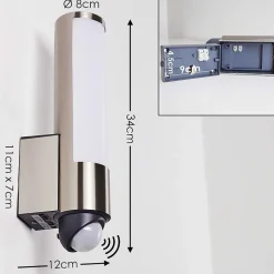 Applique Murale D'Exterieur Vason Led Acier Inoxydable, 1 Lumiere, Detecteur De Mouvement