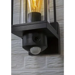 Applique Murale D'Exterieur Lutec Flair Noir, 1 Lumiere, Detecteur De Mouvement